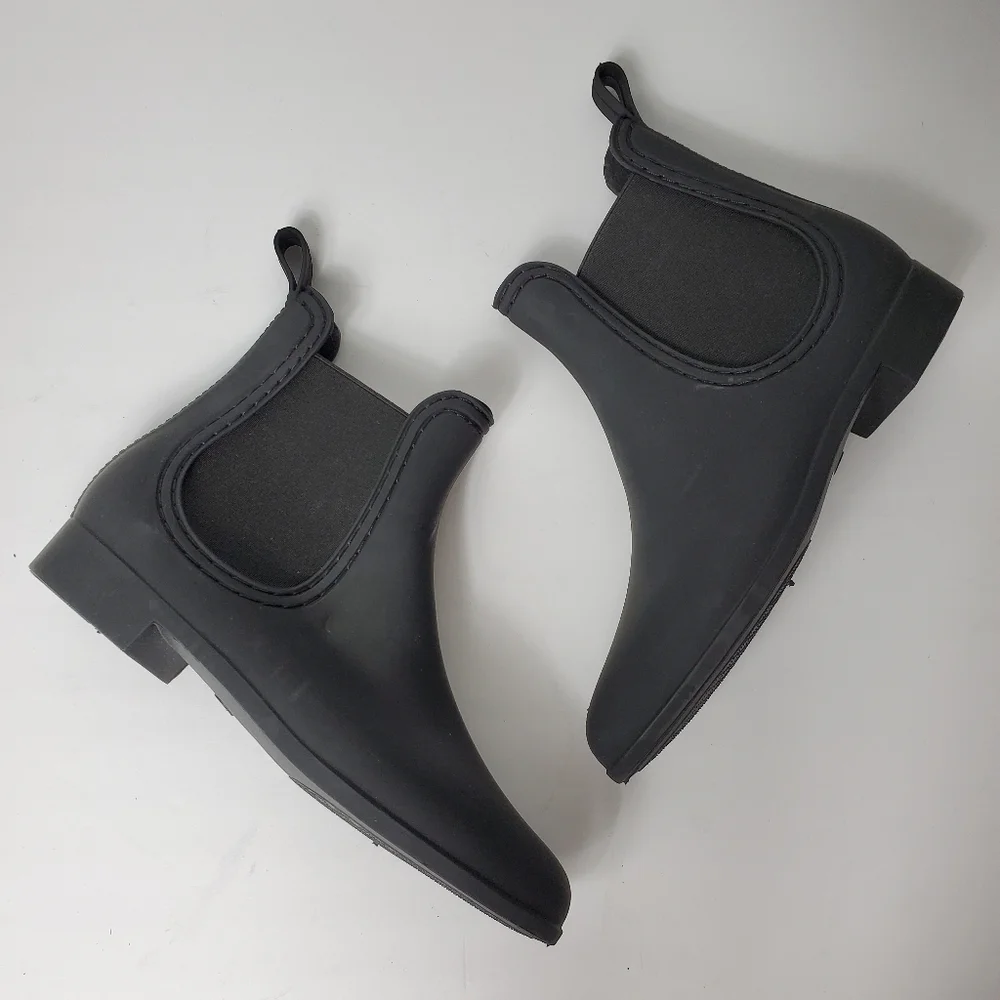 NEW Jeffrey Campbell Play Chelsea Black Ankle Rain Boots